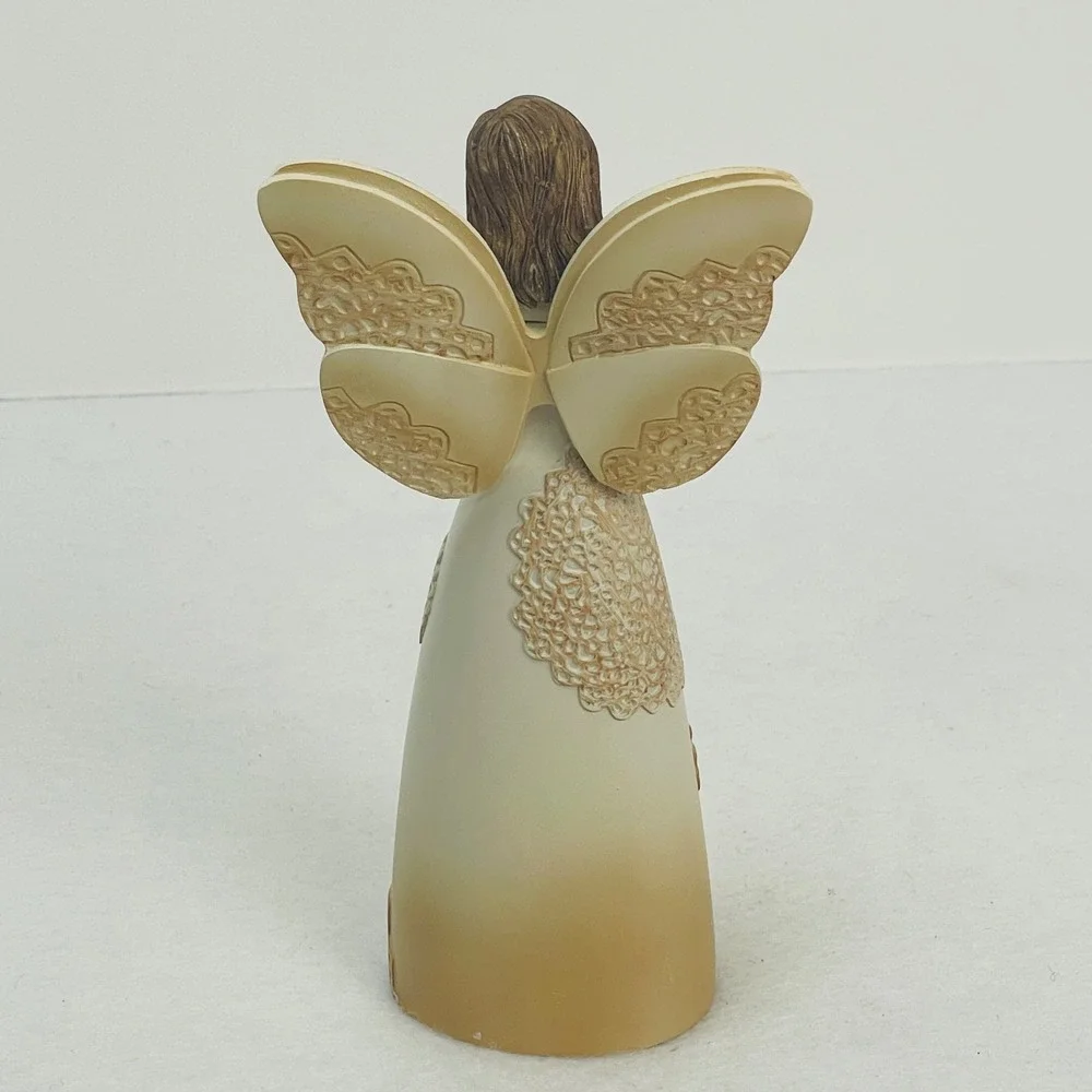 True Friends Are Connected Heart To Heart Angel Figurine Butterfly Lace Detail